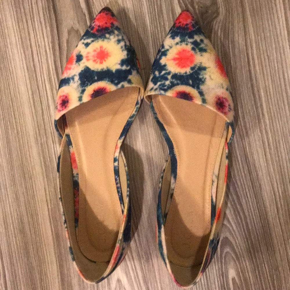 Jcrew tie dye pointed flats